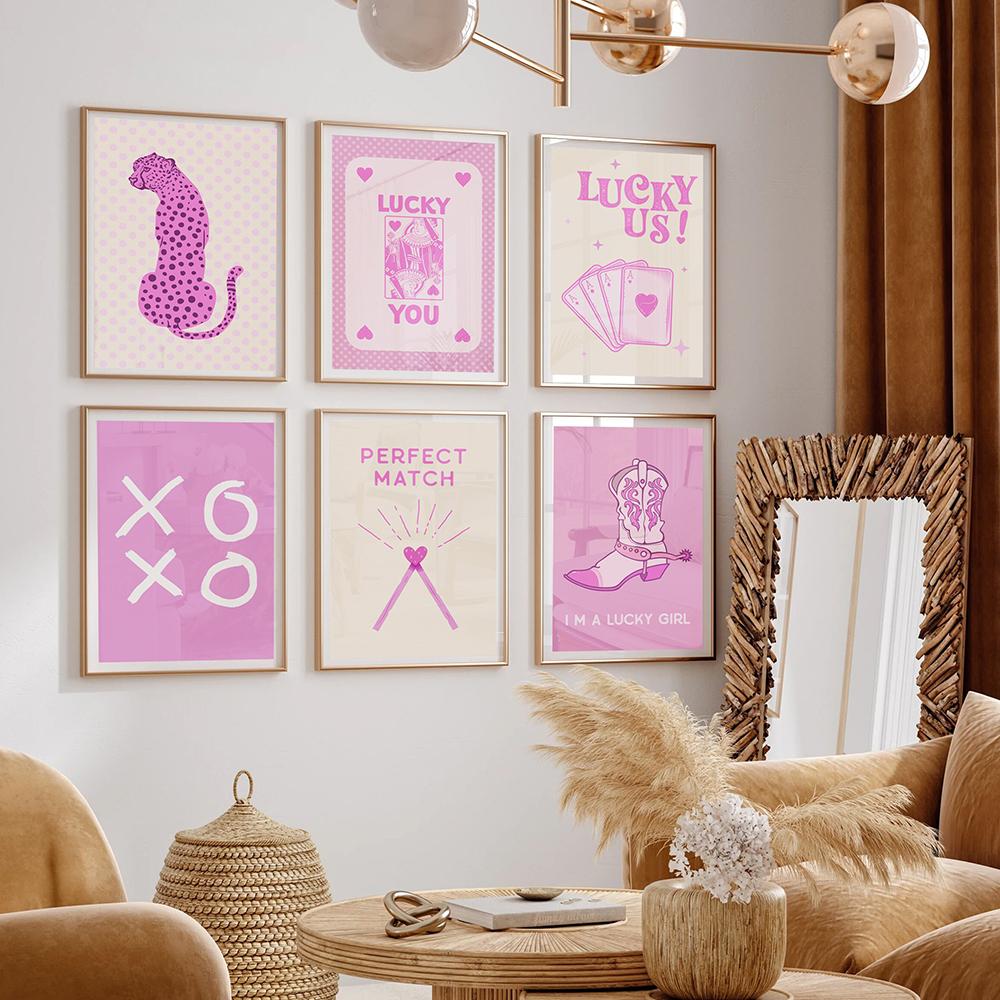 Lucky You Queen Heart Posters and Prints Retro Trendy Aesthetic Funky Wall Art Pictures 70s Style Disco Home Decor Canvas Mural