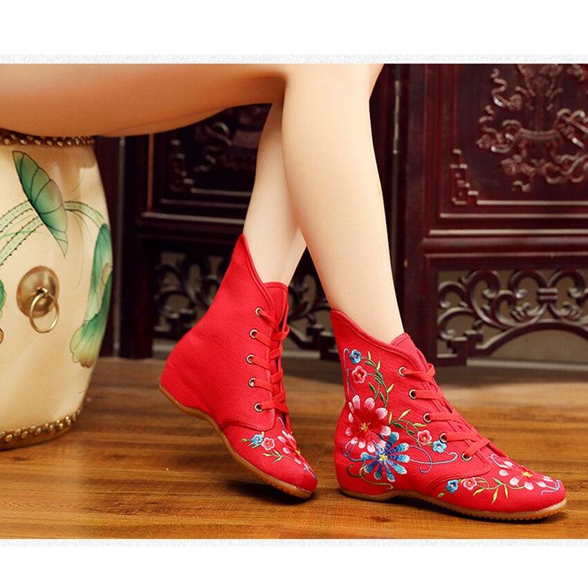 embroidered flat boots