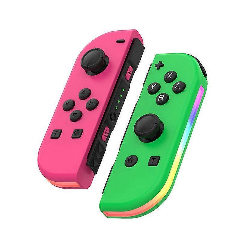 BT 5.2 RGB LED Bryter V/H JoyCon Spillkontroller for Nintendo Switch/Lite/Oled JoyCon Spillkontrollere Joystick med Dobbel Vibrasjon(Rosa Grønn)