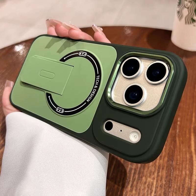 Applicable to iPhone17PROMAX mobile phone case folding invisible magnetic suction bracket Apple 16 matte skin feeling 15 anti-drop