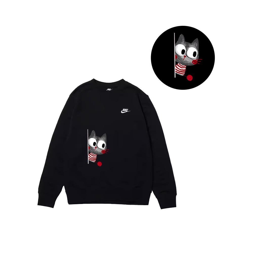 Nike Individualizuojamas Animacinis Grafiti Katės Spaudinys Universalus Vienspalvis Raidės Logotipas Apvalus Kaklas Džemperis Unisex džemperis BV2667-010(TEAM1061-3.3.18)