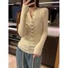 Women's Slim Fit Long Sleeve Knit Top with Half-Open Collar - 2025 Autumn/Winter Trend