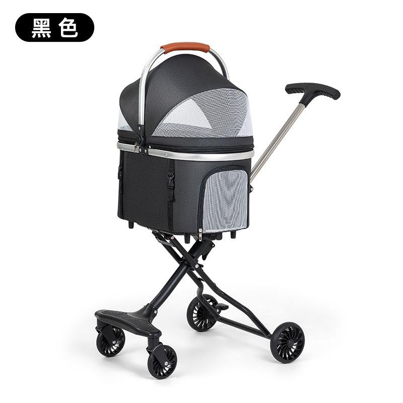

Luxury Pet Stroller Lightweight Foldable Cat Dog Carrier All-in-One Travel Pushcart with Canopy Breathable Design for Dog Seats чёрный