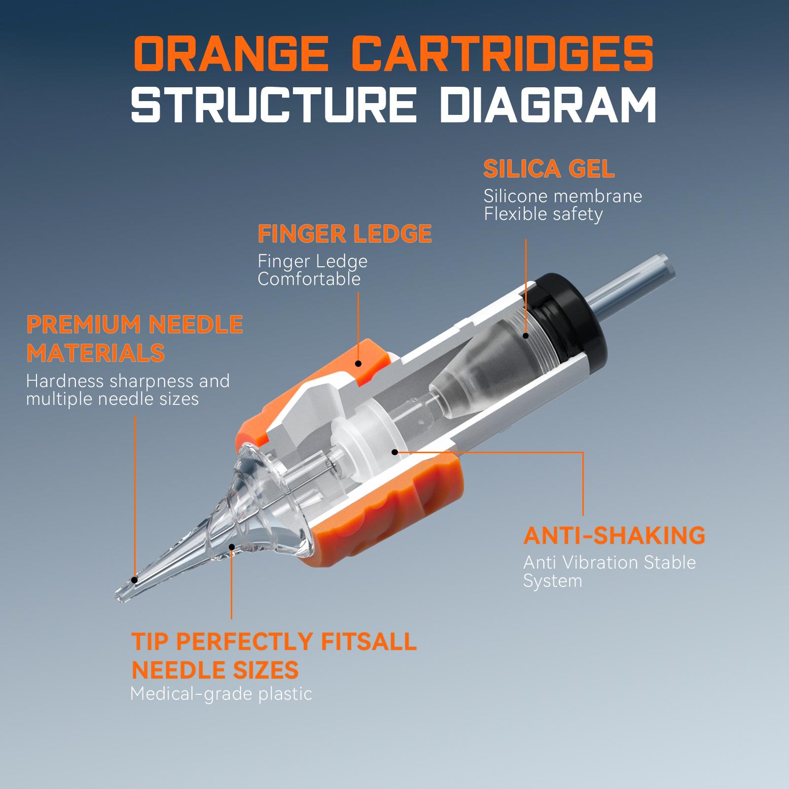 DM ОРАНЖЕВЫЙ 20 шт. Картриджные тату-иглы RL/RM/RS/M1 Одноразовые силиконовые стерилизованные безопасные тату-иглы для перманентного макияжа 0.30mm 1001RL