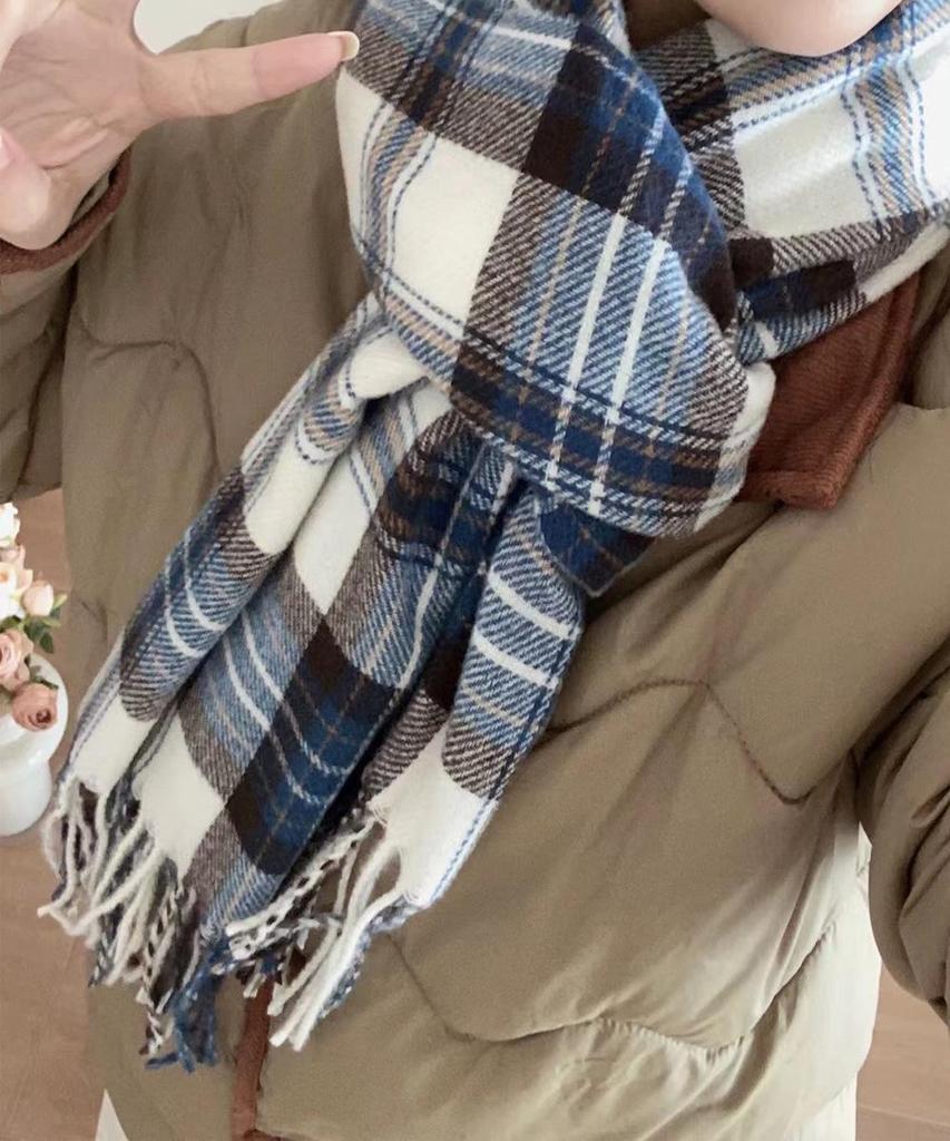 2025 Winter Red Plaid Imitation Cashmere Scarf - Warm Neck Warmer for Women & Couples