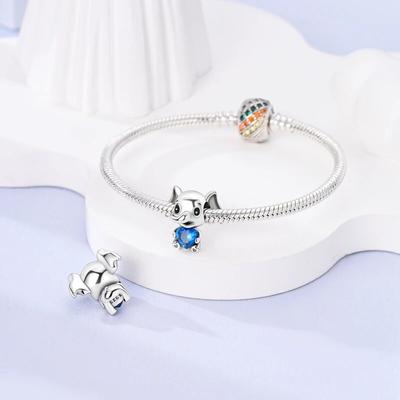 Yeni Orijinal Bilekliğe Uygun Charm'lar %100 925 Ayar Gümüş Fil Anne ve Bebek Tiranosaurus Hayvan Charm'ları Kendin Yap Takı