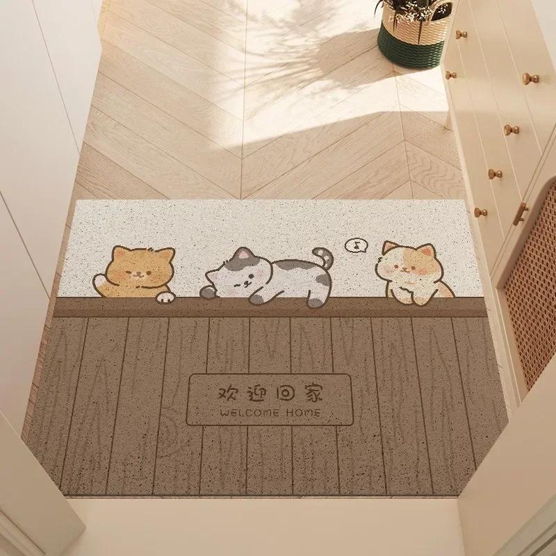 Cartoon Cat Series Mat Non-slip Easy To Clean Rug Wrinkle-Resistant Doormat Indoor Washroom Entrance Decorative Washable Carpet