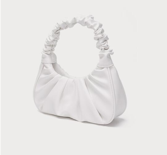 

Женская ручная сумка-багет в форме рога, сложенная под мышкой, косая складка через плечо белый