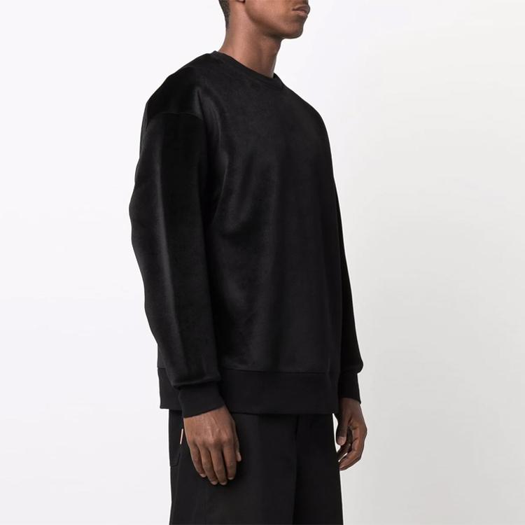 Y-3 FW21 Logo Velvet Solid Color Crewneck Sweatshirt Unisex Sweatshirt Black HB3339