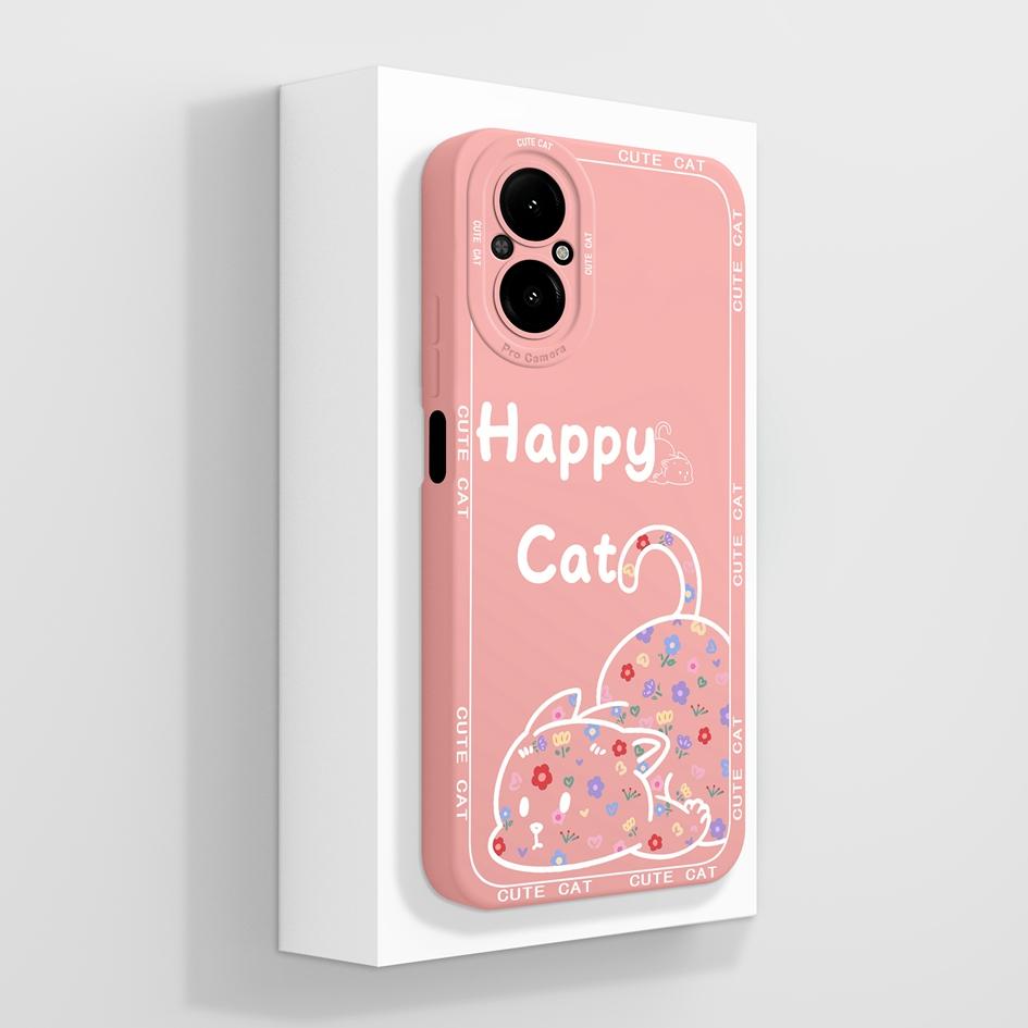 Cover Case For Oppo Realme C67 C65 C63 C61 C25 C25S C25Y C30 C30S C31 C33 C35 C55 C51 C53 Lazy Cat Soft Liquid Silicone Protective Shell For Oppo Capa