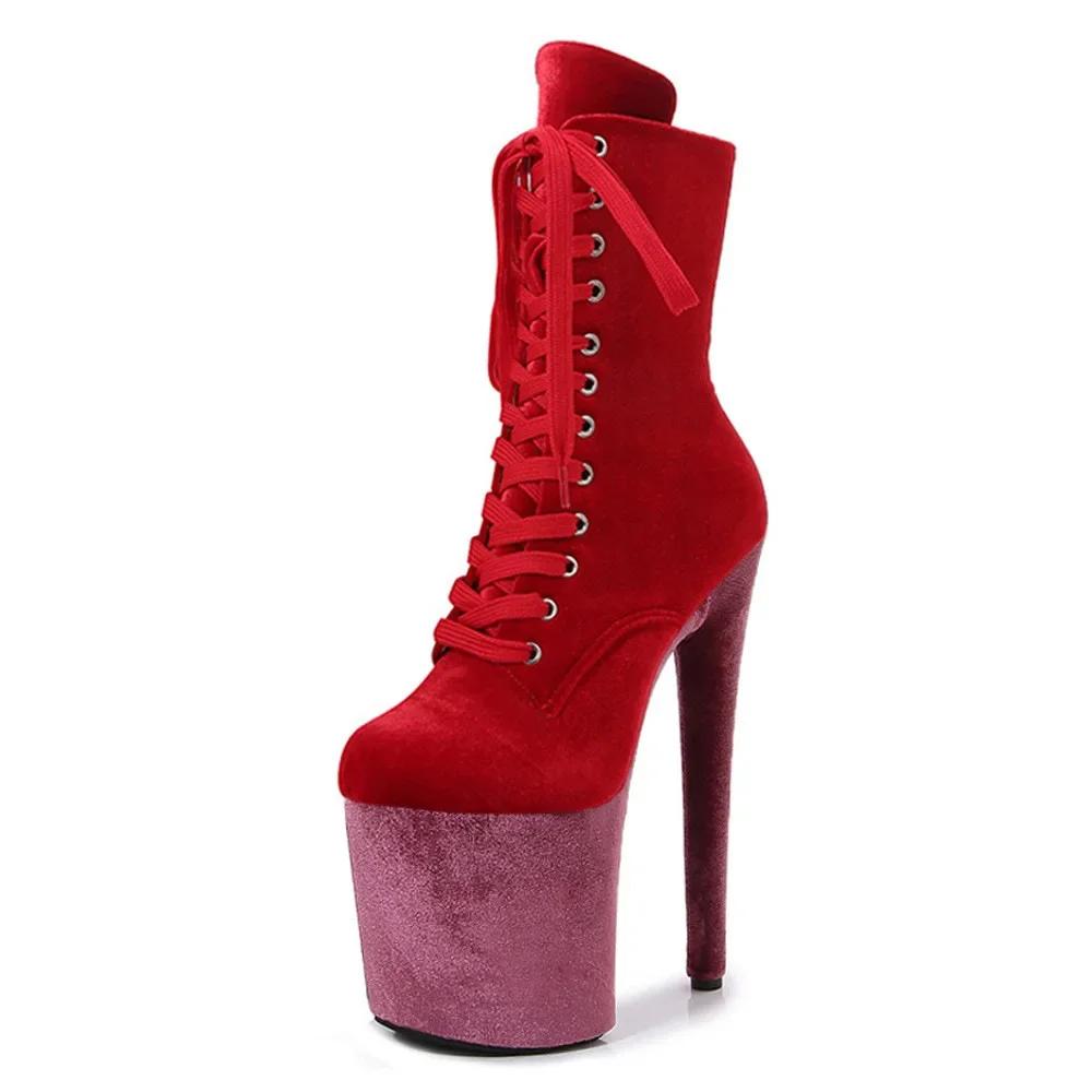 Fashion Top Sale 20CM Corduroy Surface Platform Women Shoes High Heeled shoesCustom Colors Boots Erotic Lap Pole Dancing Ankle Boots
