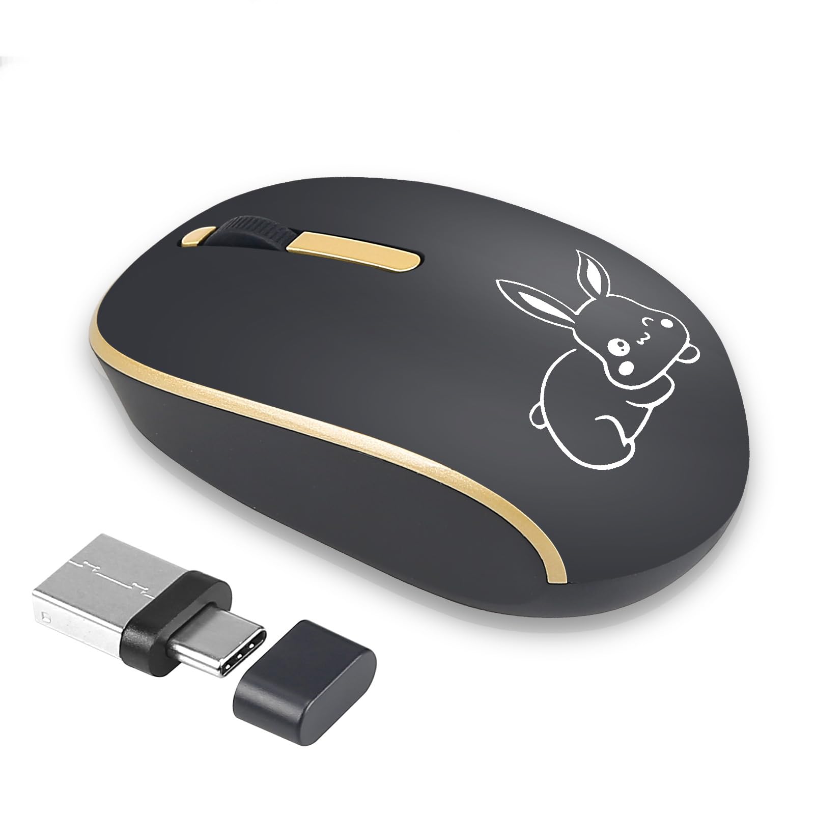 

Wireless For Compatible with and Android Mouse, Compact, 2.4GHz, Battery-Powered, Energy-Saving, Quiet, Mini, Cute, Wireless, Kids, Optical, Portable, чорний