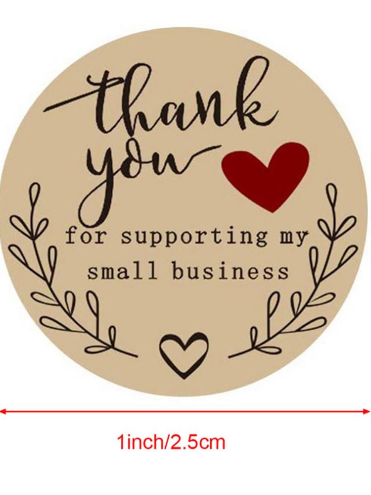 500pcs Thank You Sticker Heart Handmade Round Kraft Paper Seal Label Sticker
