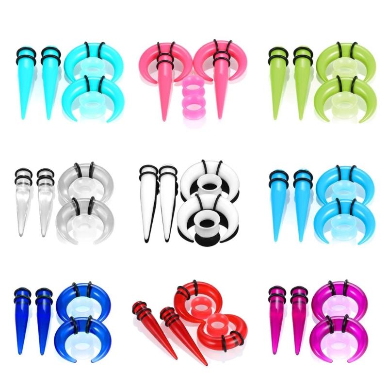 14G-00G Ear Expander Kit Acrylic Tapers Plugs Acrylic Cone Silicone Tunnel Spiral Cone Piercing Kits for All Piercings