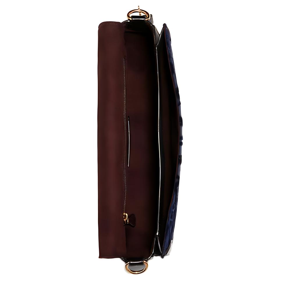 New COACH Georgie Cow Leather Shoulder Bag, Portable Crossbody Bag Women's Black & Purple 5566-IMCOB