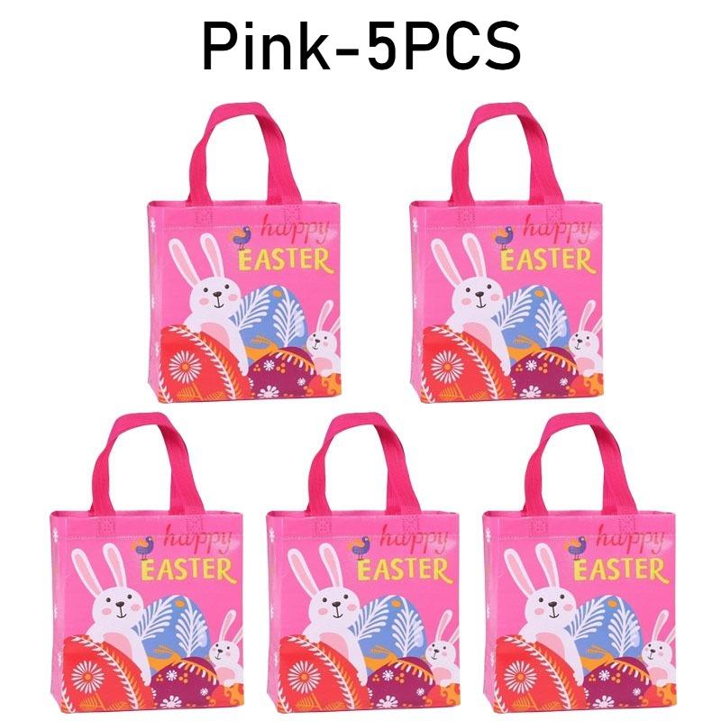 1-10PCS Easter Non Woven Tote BagDurable Dustproof Moistureproof Foldable GiftShopping Bag BunnyEgg Print Retail Merchandise Bag