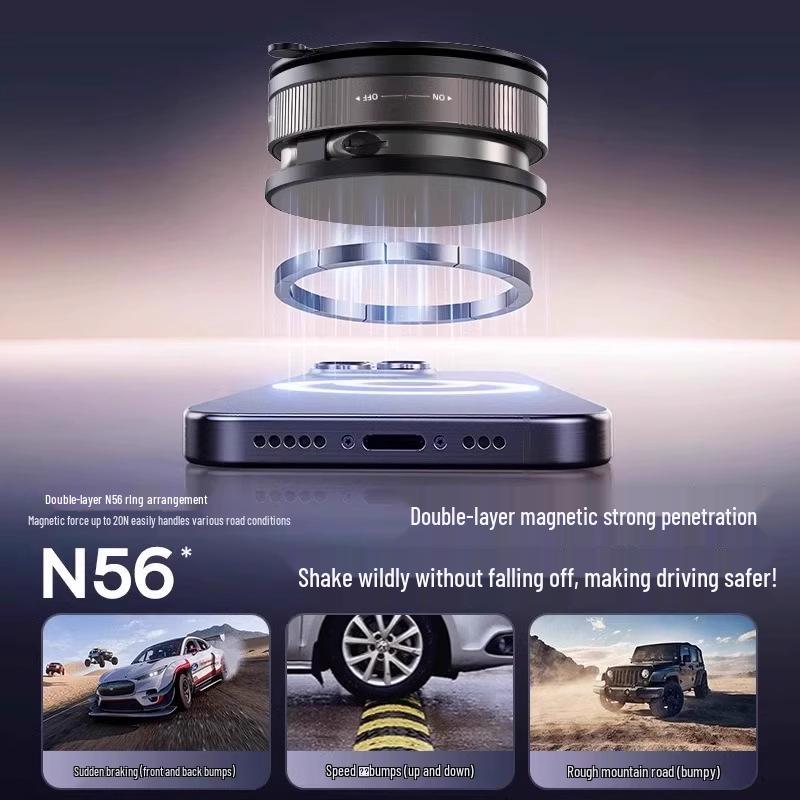 2025 Magnetic Telescopic Car Mount with Vacuum Suction for Console Navigation