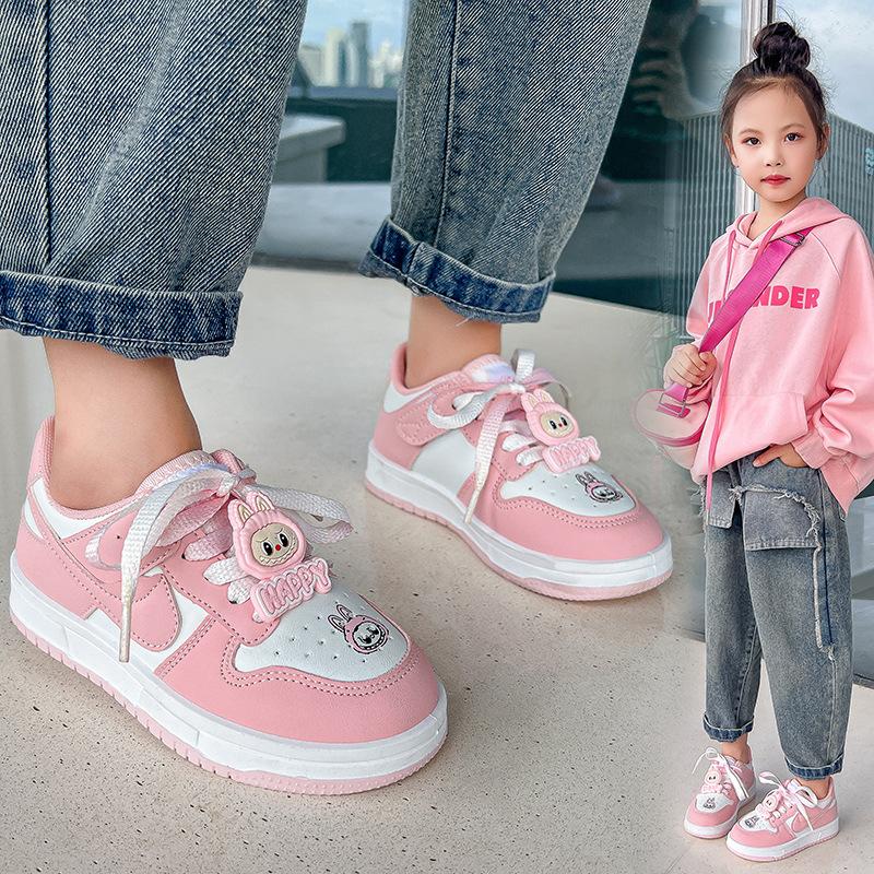 Children's cute cartoon sneakers girls casual shoes 2025 autumn new boys board shoes fashion white shoes trend