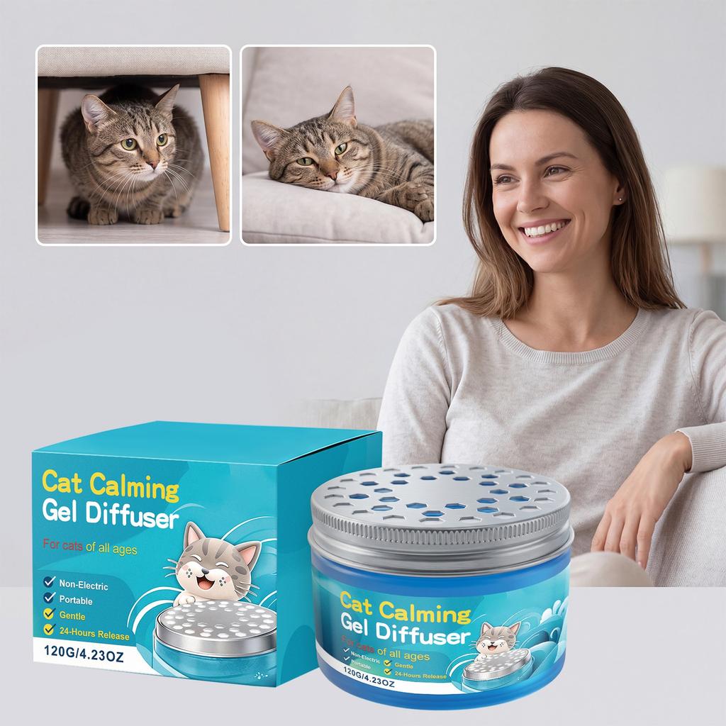 Diffusore Gel Rilassante per Gatti Non Elettrico Portatile Diffusore Gel per Gatti di Tutte le Età con Design a Rilascio 24 Ore 120g 423OZ