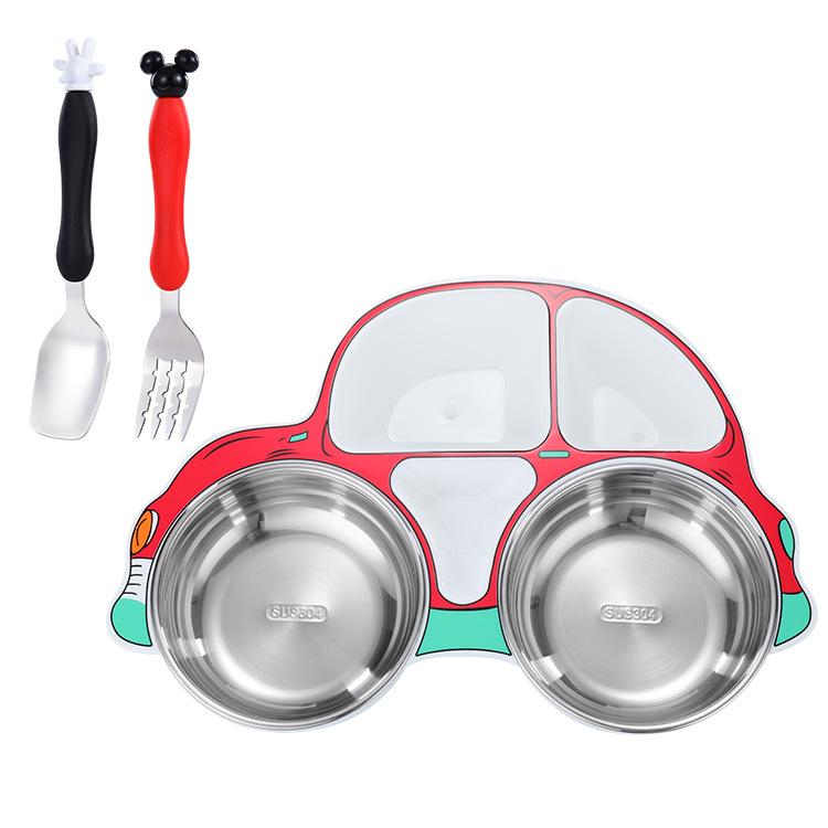 Children Airplane Dinner Plate 304 Stainless Steel Spoon Fruit Salad Plate Reusable Divided Dinner Plates For Kitchen Tableware