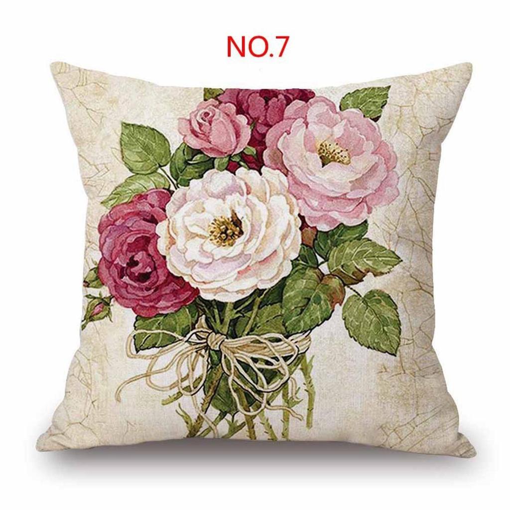 Elegant Nordic Flowers Cushion Cover Made of Cotton Linen for Home Decors