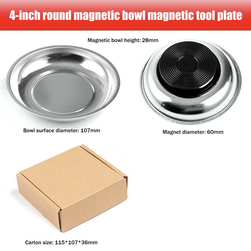 Bol Magnetic Circular pentru Piese 3"/4"/6" Tavă Magnetică Tavă pentru Depozitare Șuruburi Tavă pentru Scule din Oțel Inoxidabil Pentru Scule cu Ventuză Auto