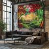 Autumn Colors by the Bridge  Japanese Garden Landscape Decorative Tapestry
