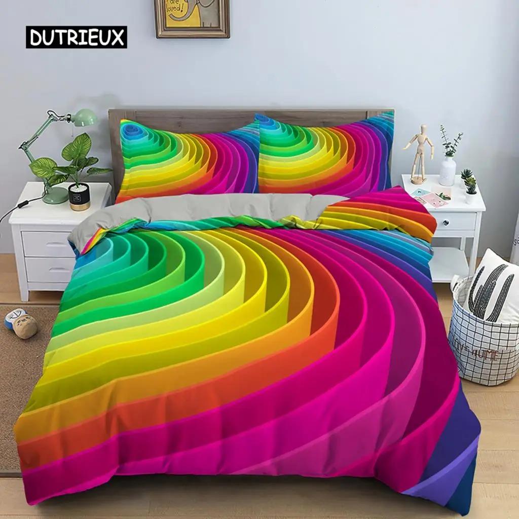 3D Duvet Cover Psychedelic Twin Bedding Set Luxury Quilt Cover with Zipper Closure 23pcs Queen Size Polyester Comforter Sets