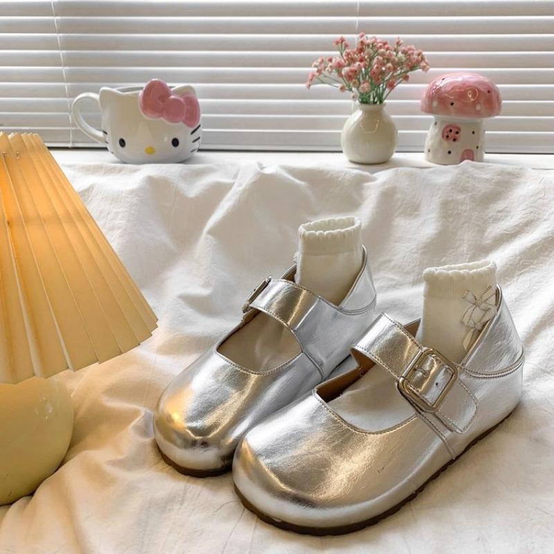 Retro round head cute Mary Jane single shoes women's autumn new flat-bottomed versatile small leather shoes