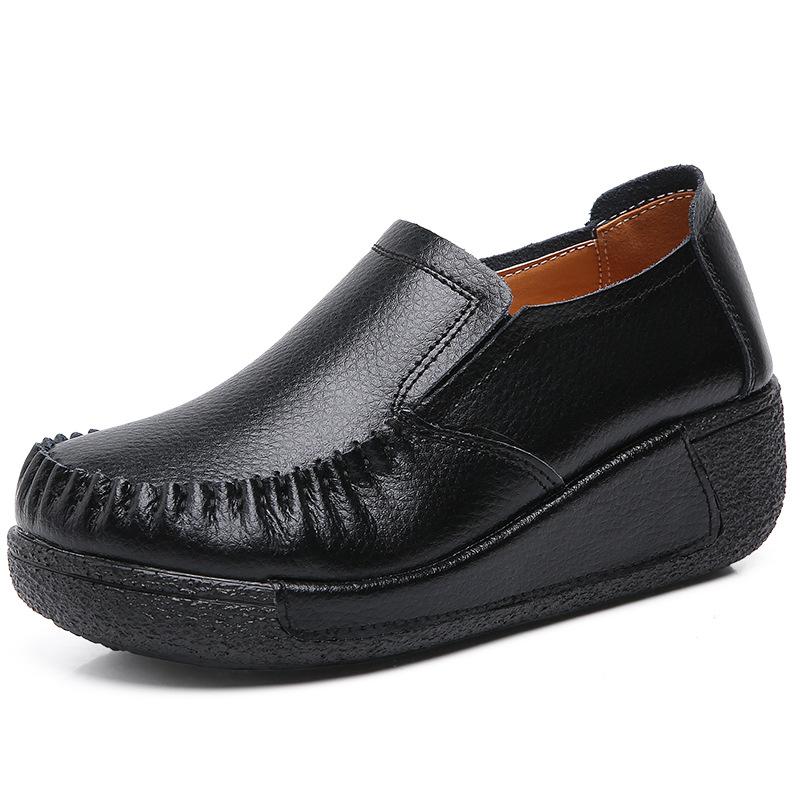 Frauen Wohnungen Bequeme Halbschuhe Schuhe Frau Atmungsaktive Leder Aushöhlen Turnschuhe Frauen Mode Schwarz Weiche Casual Schuhe Weibliche