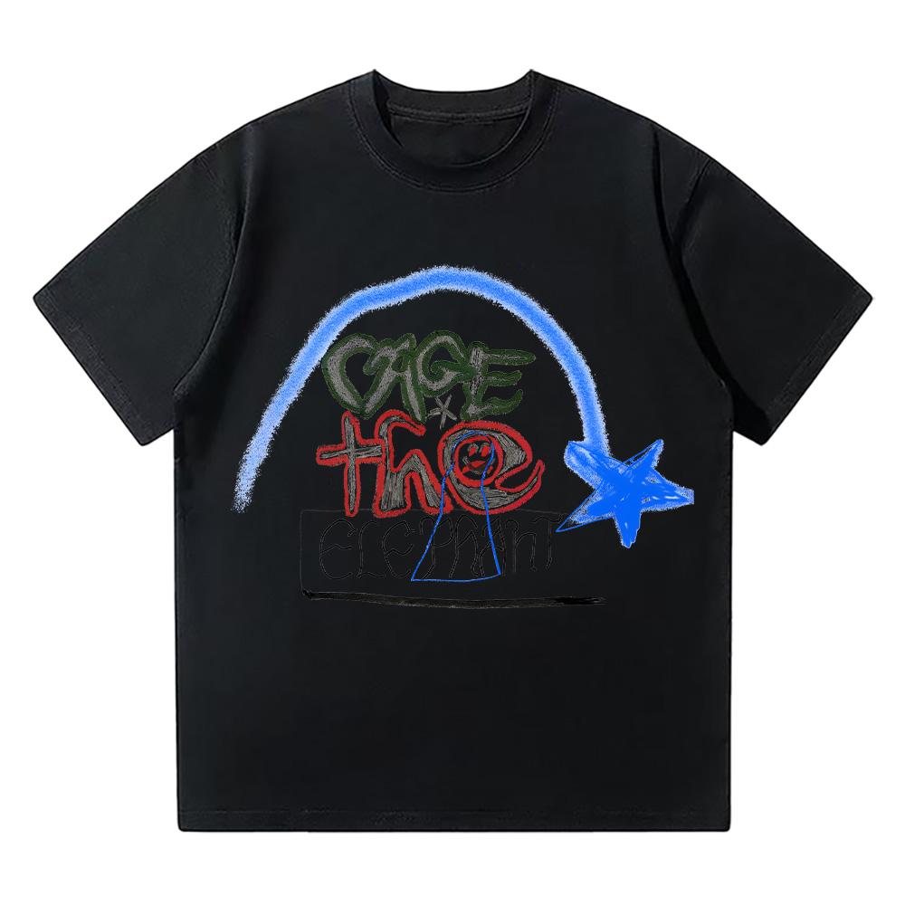 Cage The Elephant Doodle T-Shirt Cage The Elephant Band Printed Short Sleeve Tees Fashion Female Clothes Cotton Soft Top Unisex