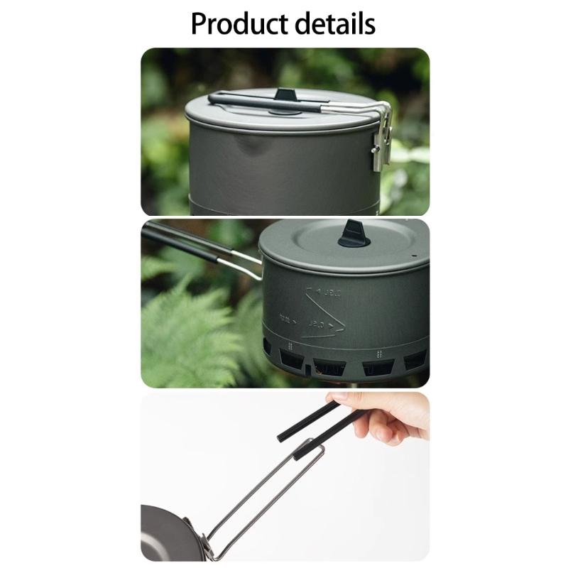 Windproof Outdoor Cooking Pot Heat Exchange Camping Cooking Pot Replacement Light Weight Camping Cookware Easy to Use