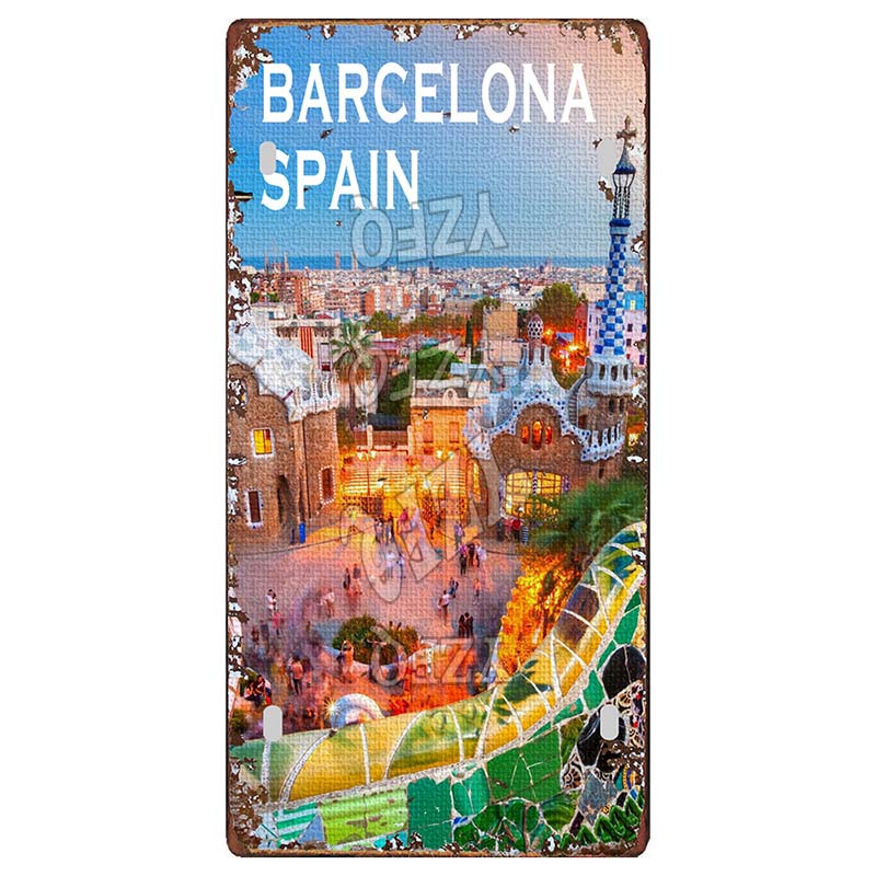 Spain Seville Barcelona Travel Souvenir LIsence Metal Signs Plaque Decorative Wall Art Shop Club Bar Home Decor 30X15CM DC-1054A