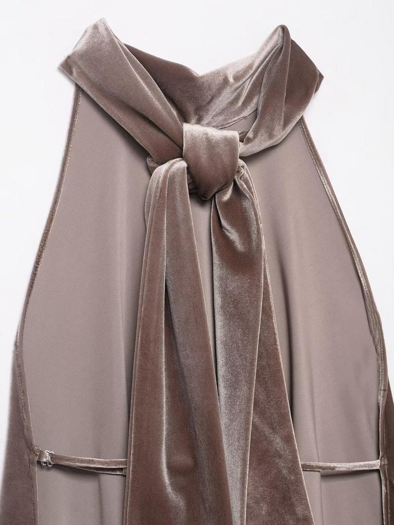 ZA Women's Asymmetrical Halter Neck Sequin Georgette Scarf Top