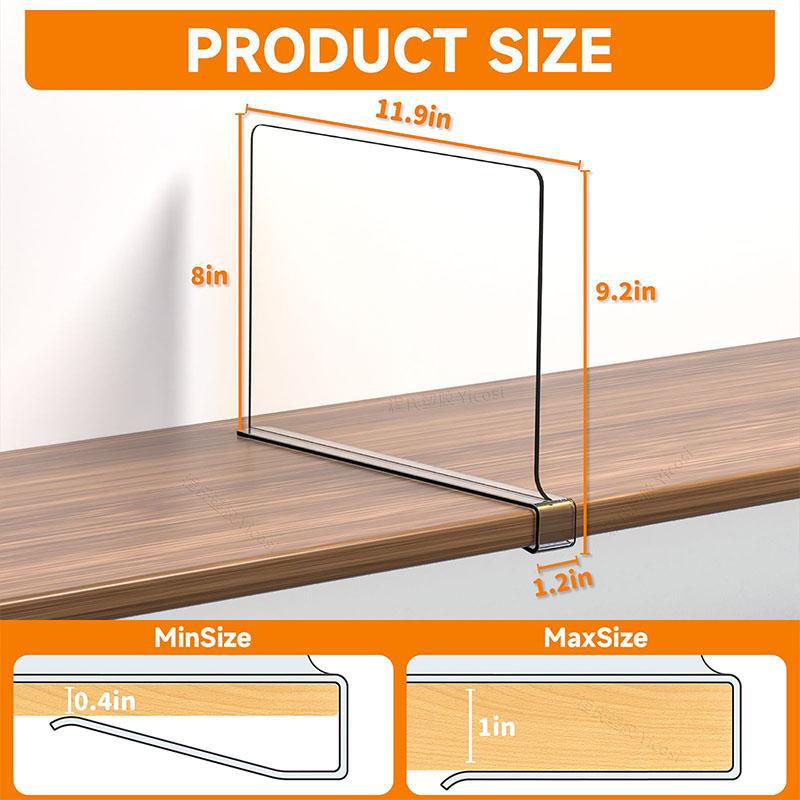 Clear Wardrobe Partition Board Set Ps Acrylic Shelf Dividers For Organizing Clothesbookstoys - Anti-Slip Space Saver