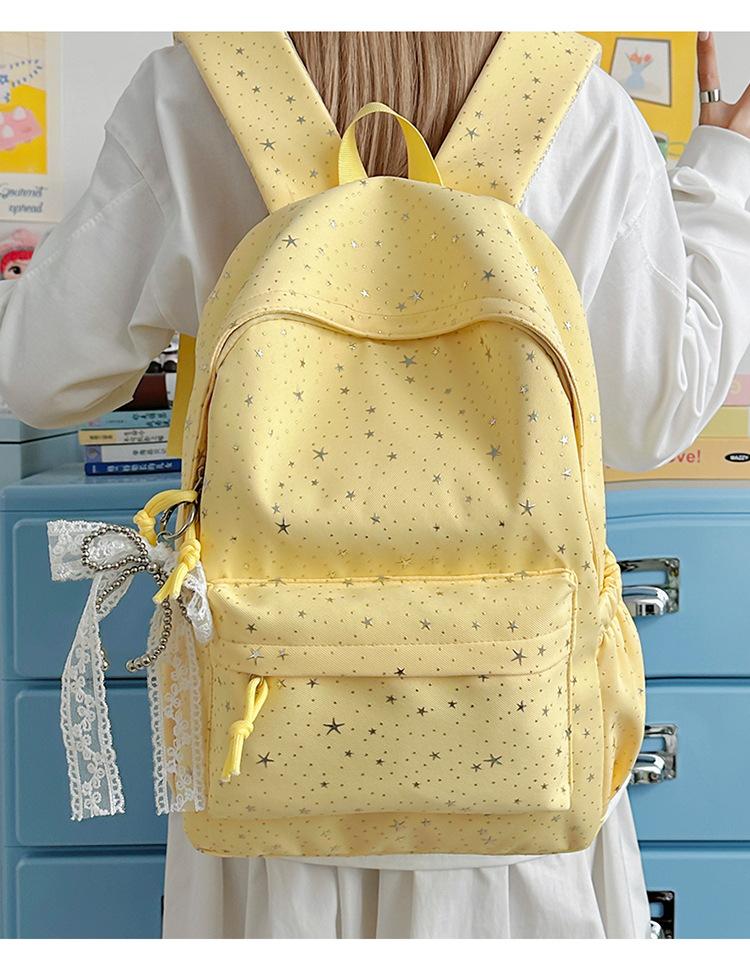 Schoolbag schoolbag new hot stamping three-dimensional little star junior high school schoolbag large capacity fresh and sweet leisure bag going out