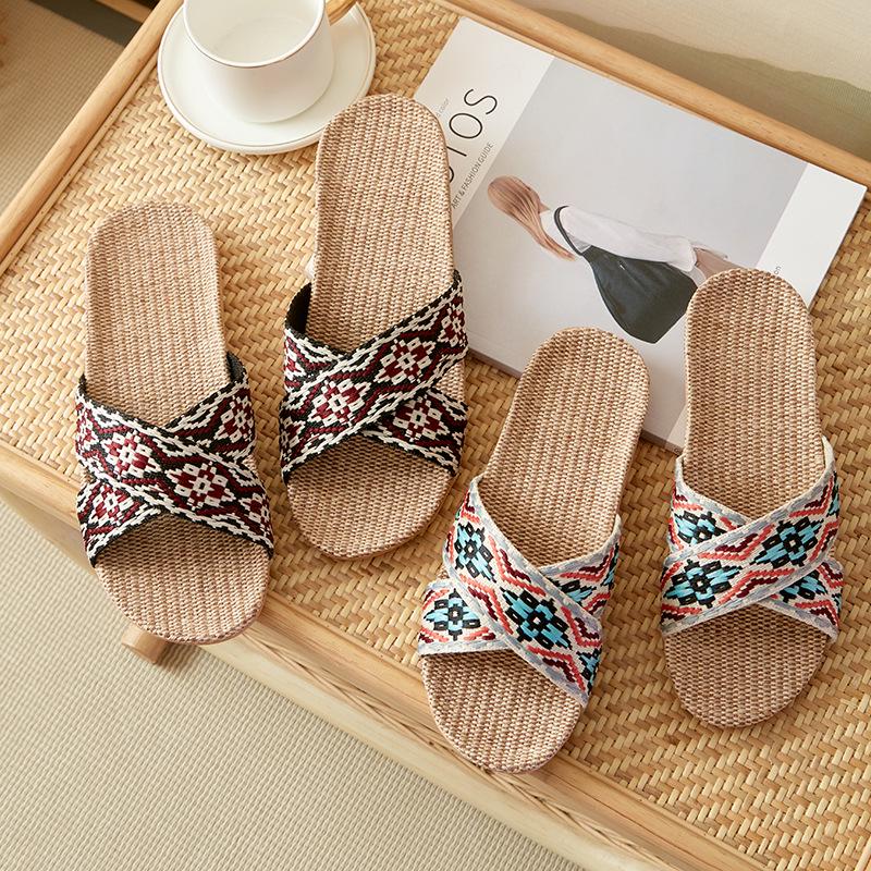 Women's Summer Silent Linen Slippers - Breathable Cotton for Indoor & Outdoor Use