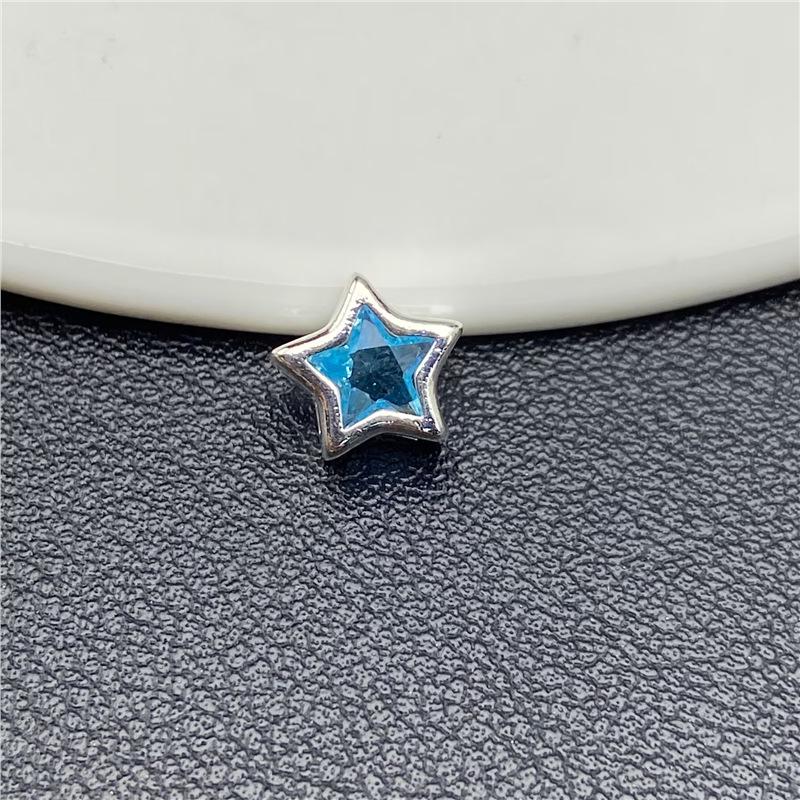 9mm 14k Zircon Pentagram Pendant: 3D Colorful Star with Inlaid Diamonds for DIY Nail Art