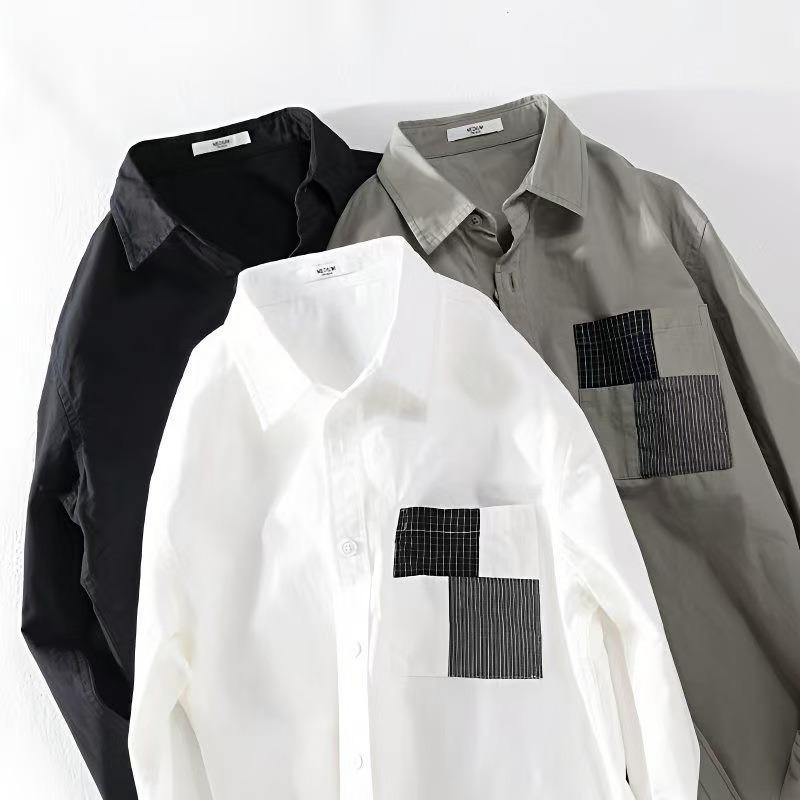 Camicia da Uomo a Maniche Lunghe Casual Larga Primavera e Autunno Giacca Camicia alla Moda Versatile Top da Lavoro Giapponesi