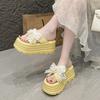 2025 Summer New Slippers Women's Lace Bow Gentle Temperament Small Fresh Wear Comfortable Beach Slippers