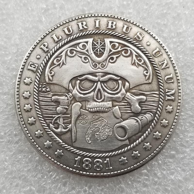 Retro Skull Silver Dollar Commemorative Coin H4615 бронзовый