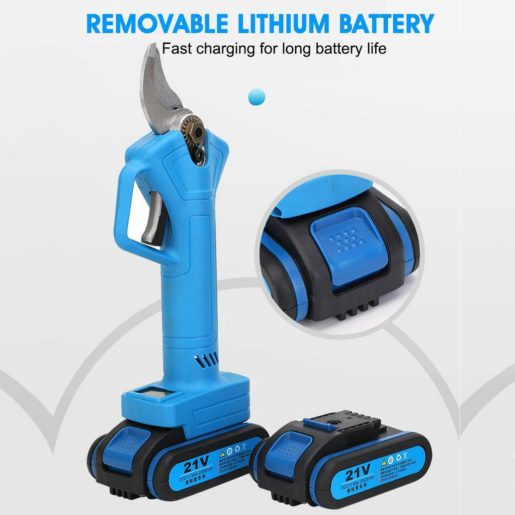 21V Wireless Electric Rechargeable Scissors Shears Tree Garden Pruning Tool Branches Pruning Tools With 2 Li-ion Battery 220V