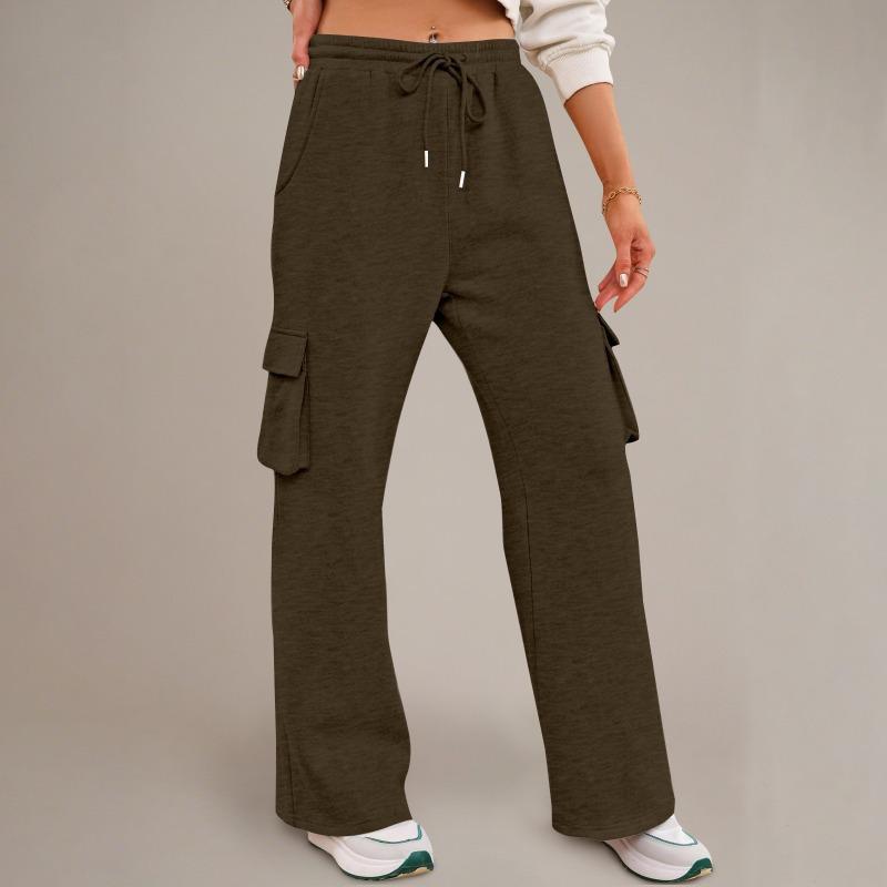 Womens High Waist Drawstring Cargo Sweatpants Casual Loose Long Pants