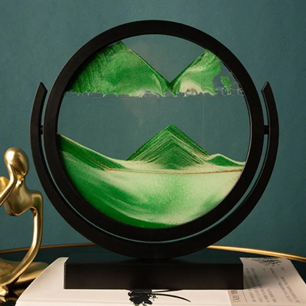 Roterbar Flödande Sandmålning Konstbild Rund Glas Timglas 3D Djuphav Kvicksand Modern Hemdekoration Färgat Timglas