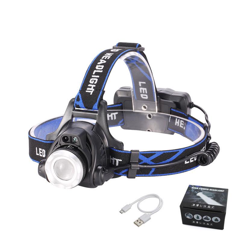 Rechargeable LED Head-Mounted Fishing Light - Super Bright, Waterproof, Induction Activated, with Telescopic Zoom