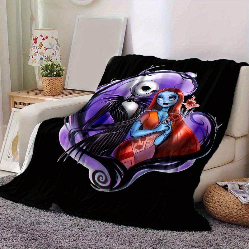 

1pc. Cute Nightmare Before Christmas Jack & Sally Heart Shaped Blanket, Cozy Throw Blanket for Home Decor, Gift Idea for Fans of Tim Burton 100x150cm