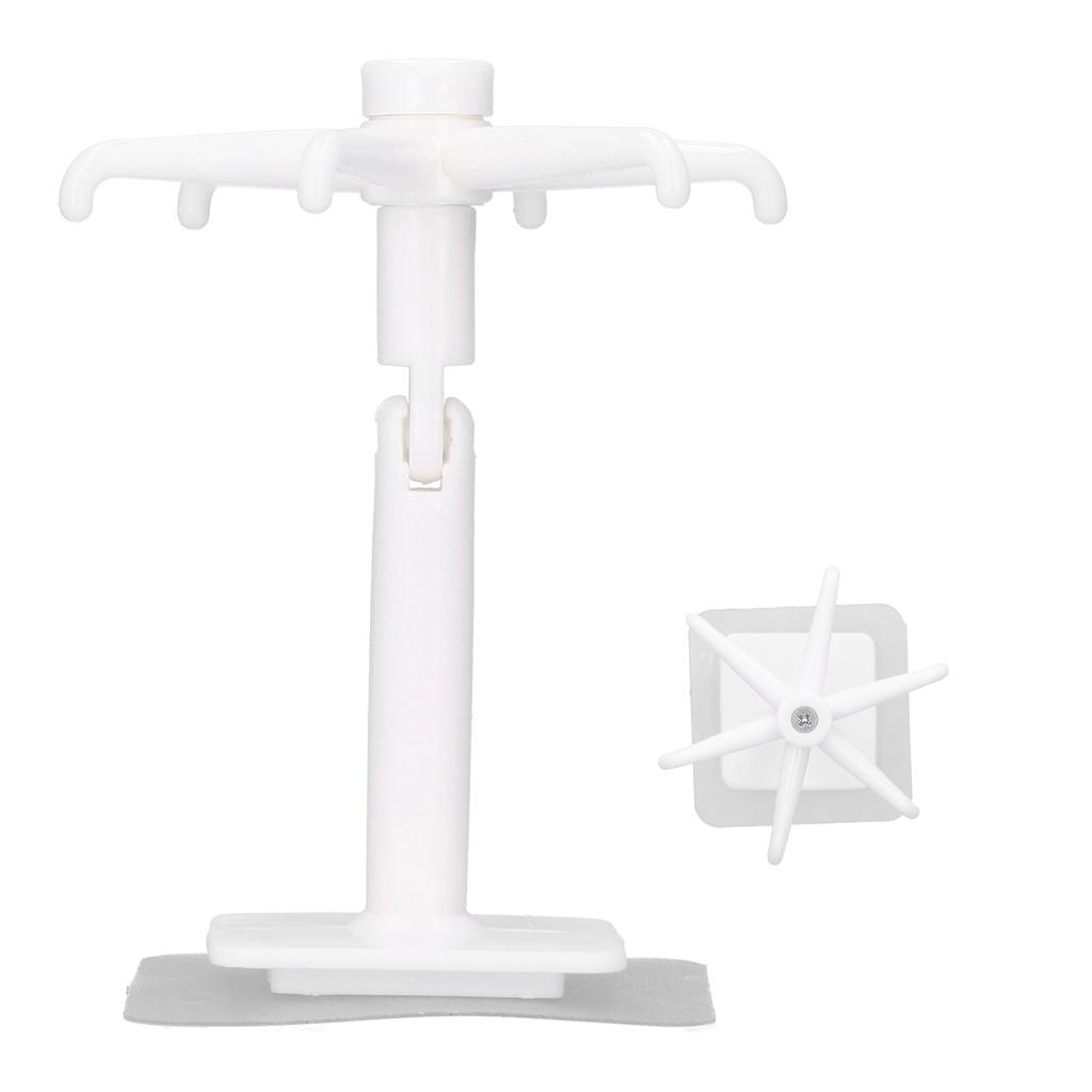 No Punch Unique Shape Hook Rotatable Storage Holder Wall Hanger for Home Bathroom(White )