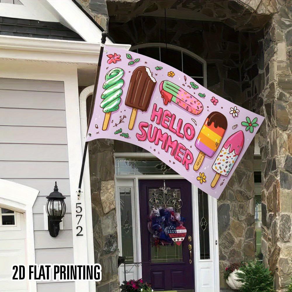 2D Flat - 1pc Multi-Size Fascinating 2D Flat Colorful Ice Cream Flags - Perfect for Garden And Party Decorations, Ideal for Weddings, Birthdays, And H