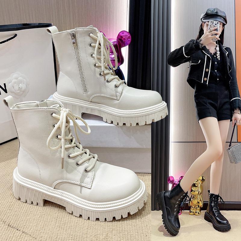 Mode Damen Stiefelette Mode Leder Motorradstiefel Frühling Outdoor Rutschfeste Wanderschuhe für Damen Mode Komfort Weich besohlte Stiefel