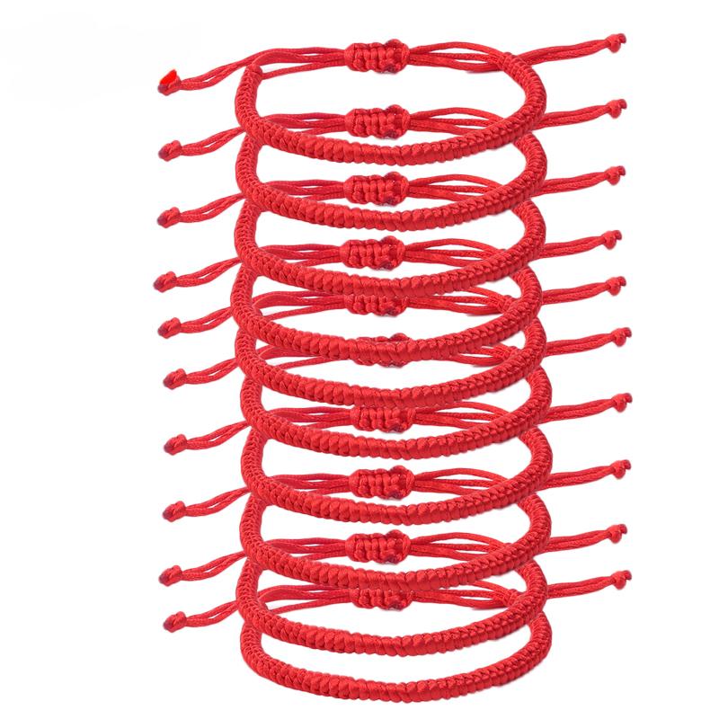 

Red Thread Buddhist Bracelets Adjustable Size for Women Men Handmade Knot Amulet Red Rope Lucky Bracelet Charm Jewelry 1pcs